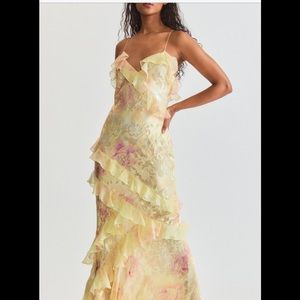 LoveShackFancy Rialto Yellow Silk Dress size 4